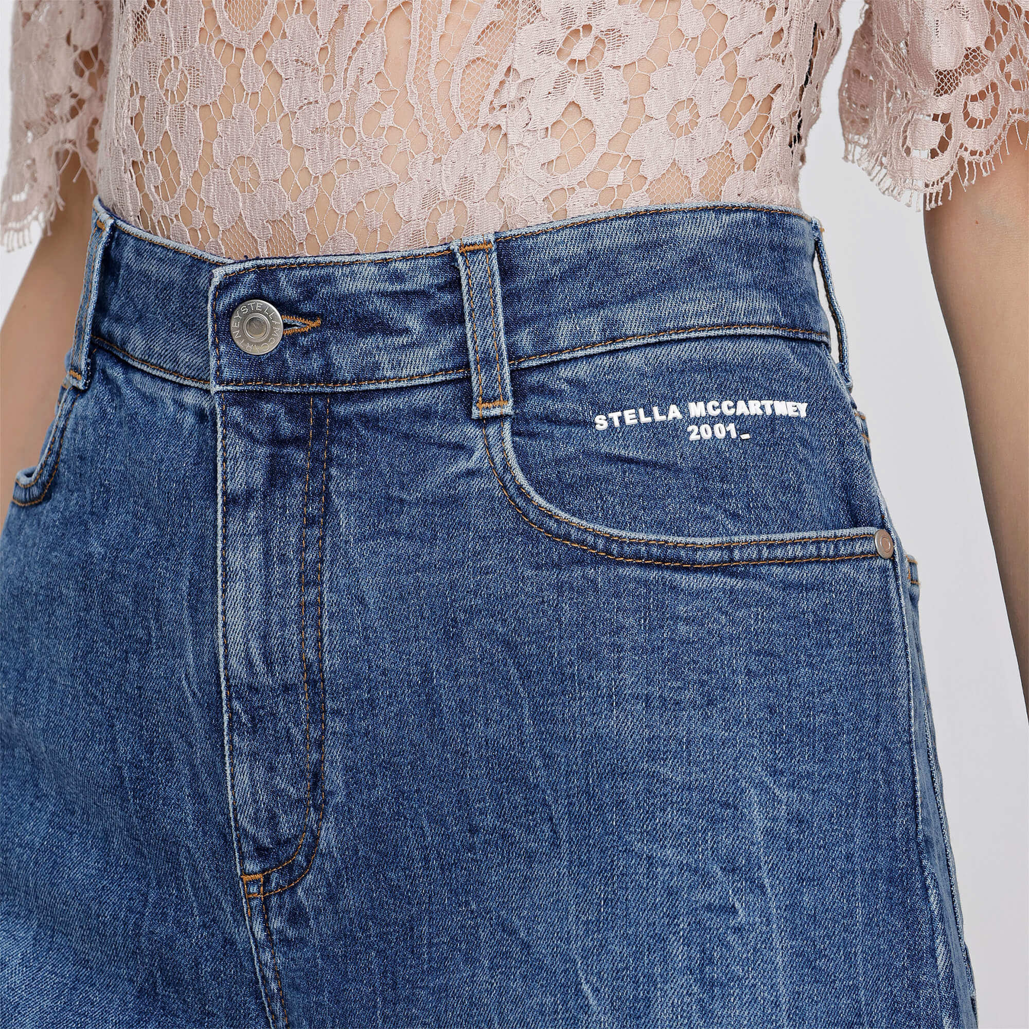 Stella McCartney - Blue Cotton Blend Denim Wide Leg Shorts